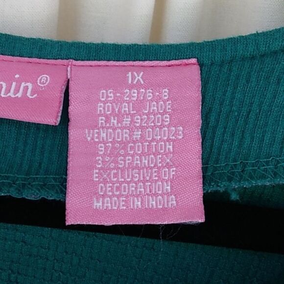 Woman Within Swing Dress 1X Gauzey Embroidered Teal - Picture 12 of 13